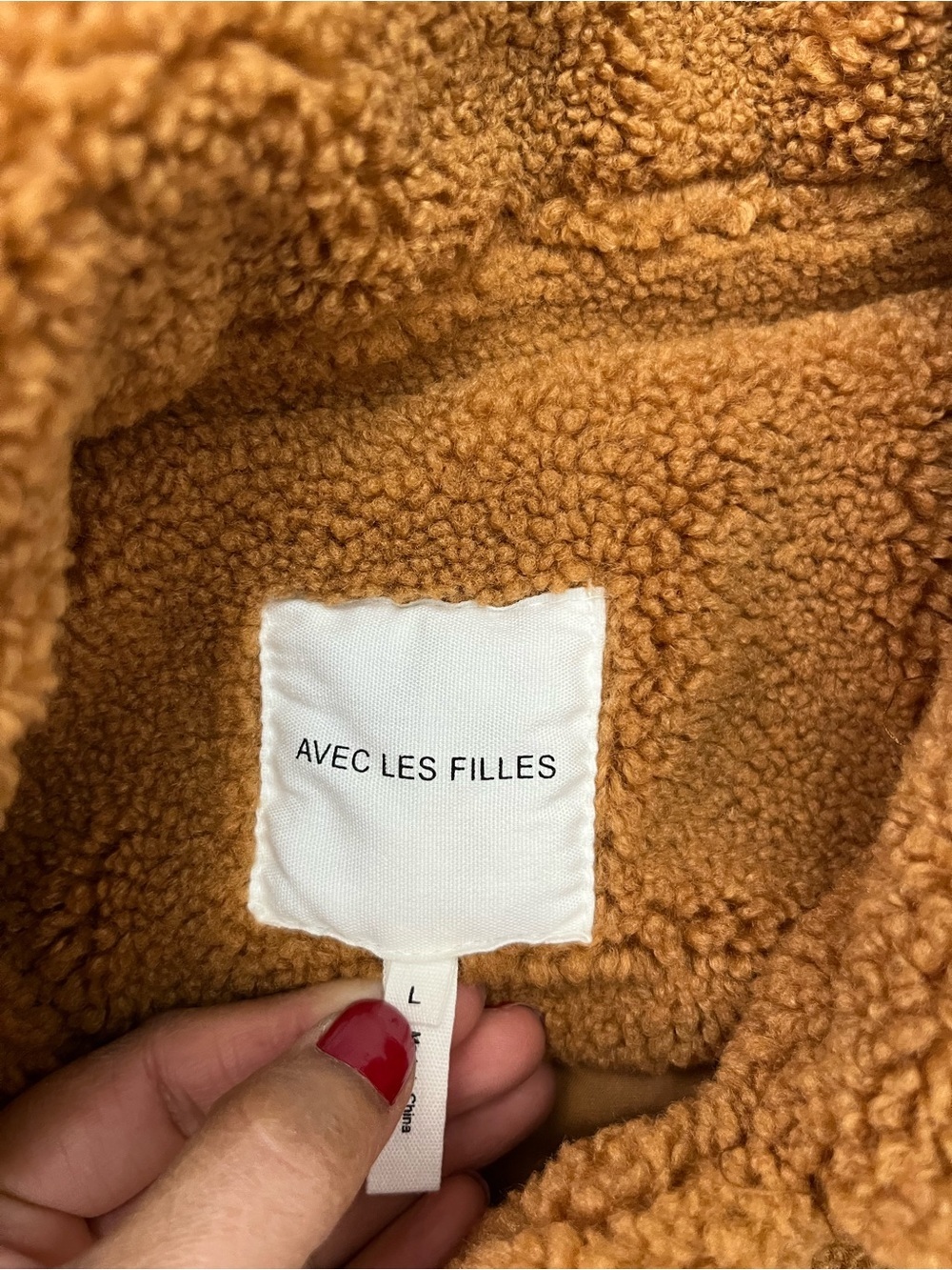 Anthropologie Avec Les Filles Sherpa Trucker Jacket Camel Brown Size L Large - Picture 8 of 13
